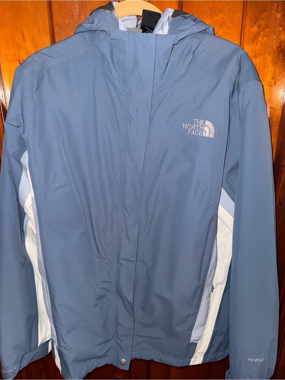 The North Face Light Blue Jacket with White Accents